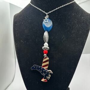 Red & Blue American Eagle Necklace